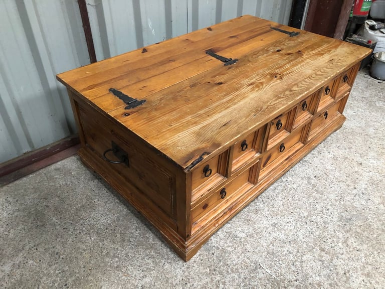 Rustic Storage Box / Coffee Table 9 Drawers, good condition