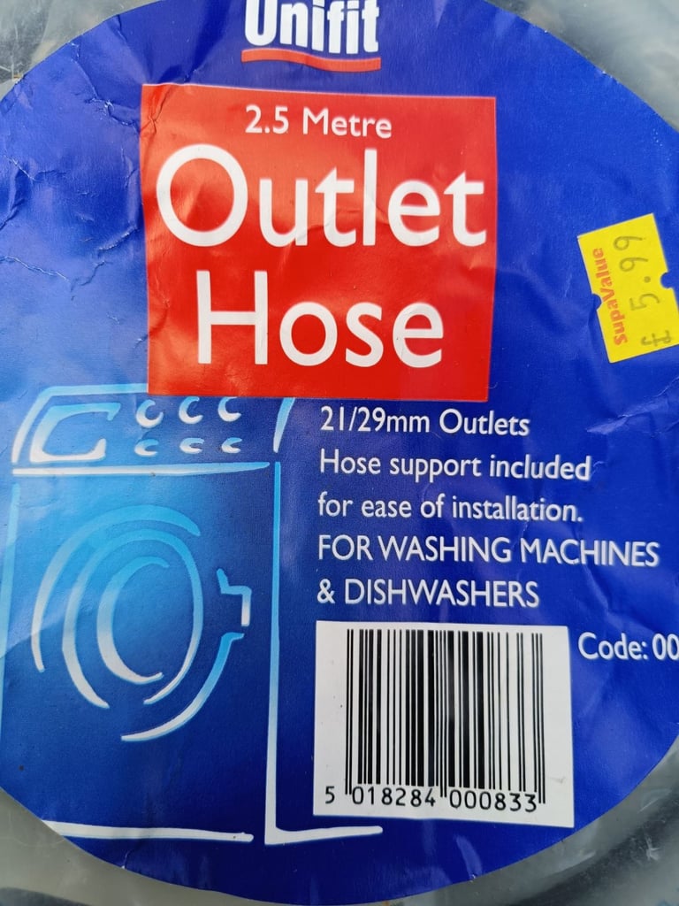 image for Washing machine outlet hose 2.5 metre. New unused. £1.00 cash