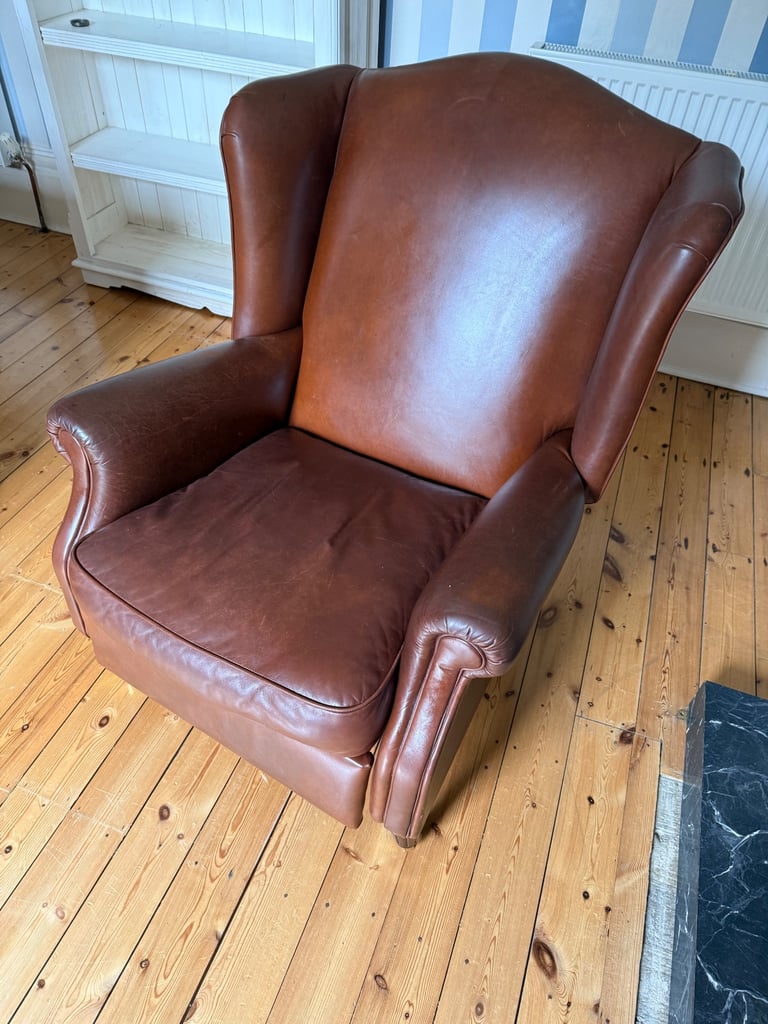Laura Ashley Southwold leather reclining armchair in Mahogany