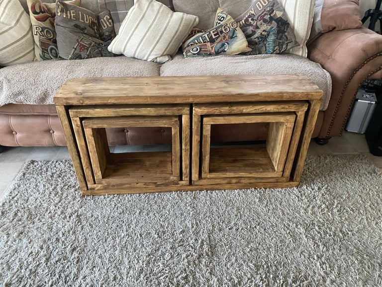 Double nest of tables Rustic, Hand Made reclaimed wood country cottage