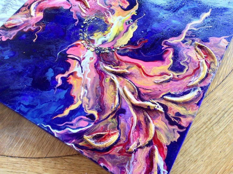 Vibrant original acrylic painting,  abstract textured Artwork 