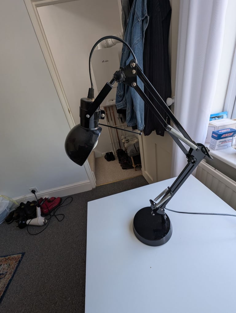 image for Classic Black 'Architect' Style Desk Lamp - Adjustable Arm