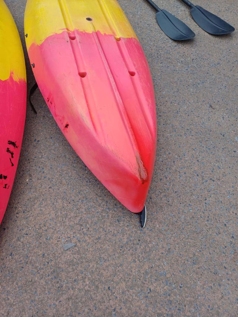 ONE single kayak with paddle and seatback