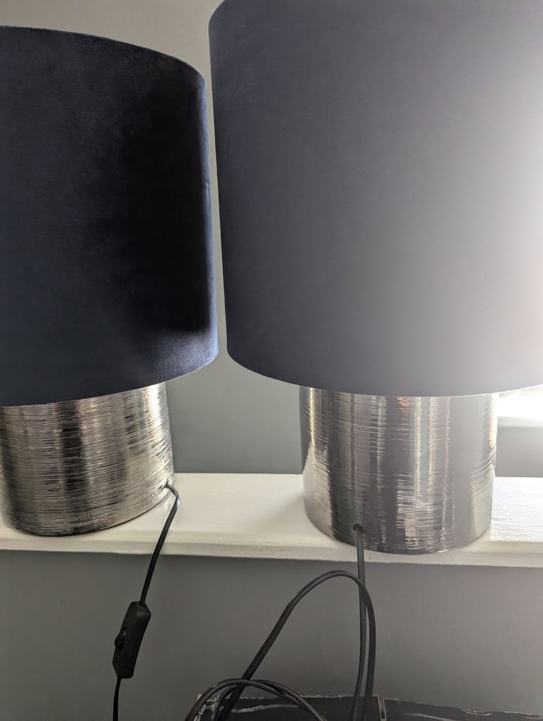 image for 2 lamps with silver bottoms