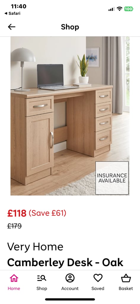 Brand new in box Camberley Desk oak 