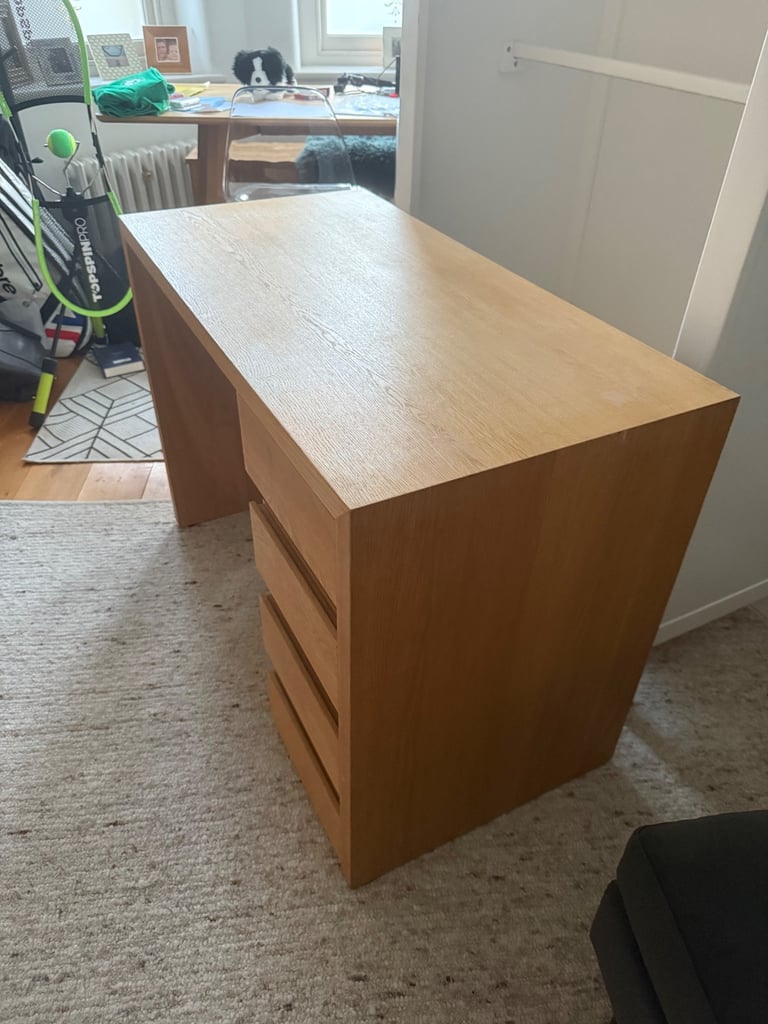 Free Solid Wood Desk with Drawers