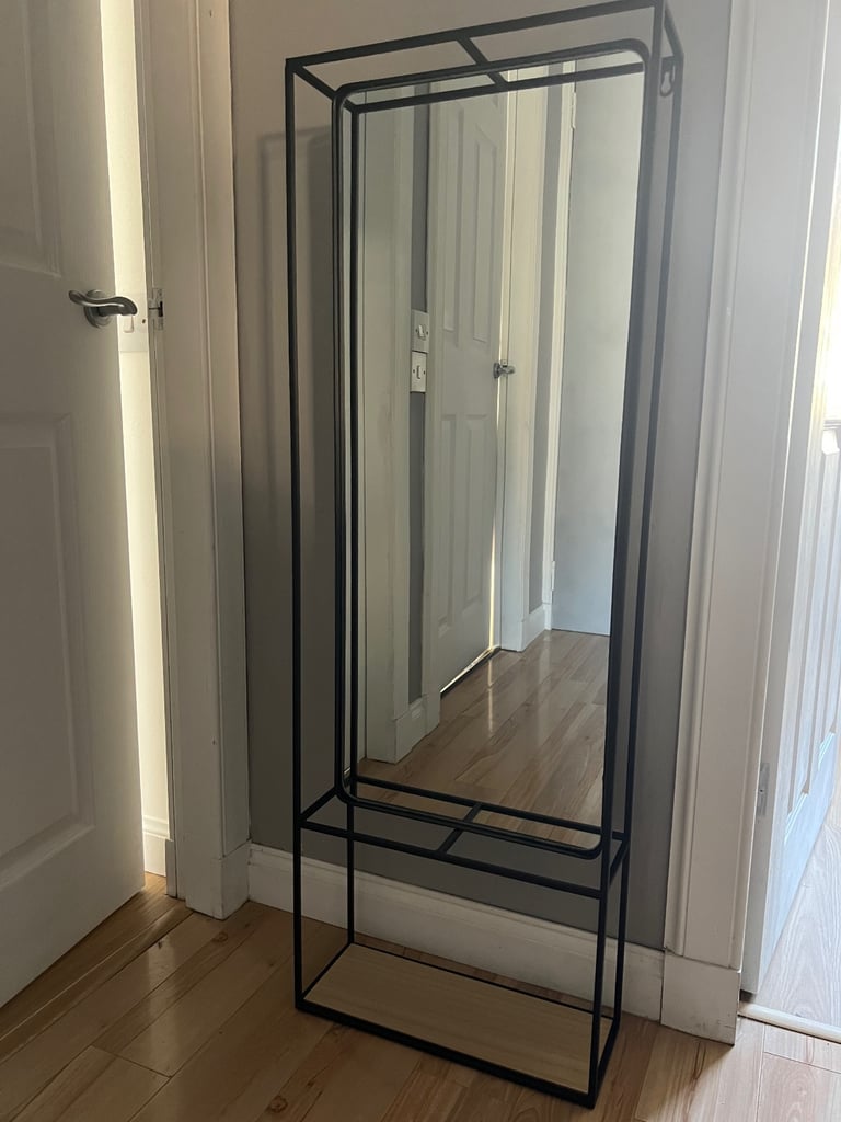 Industrial Style Black Metal Wall mirror - Good Condition