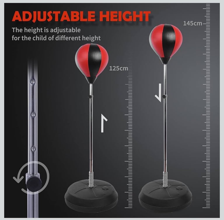 Punching Bag with Stand, 126-144cm Height Adjustable Boxing Free Standing Speed Bag Home Gym Workout