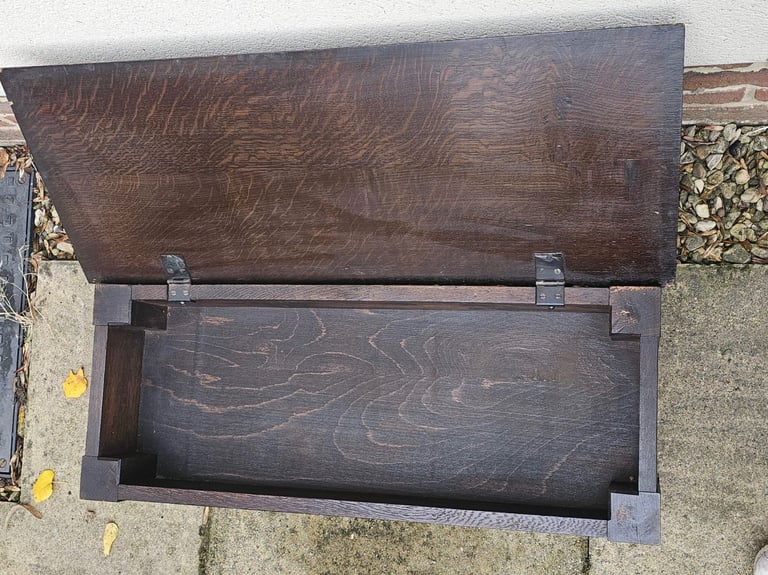 Antique oak joint stool with storage 