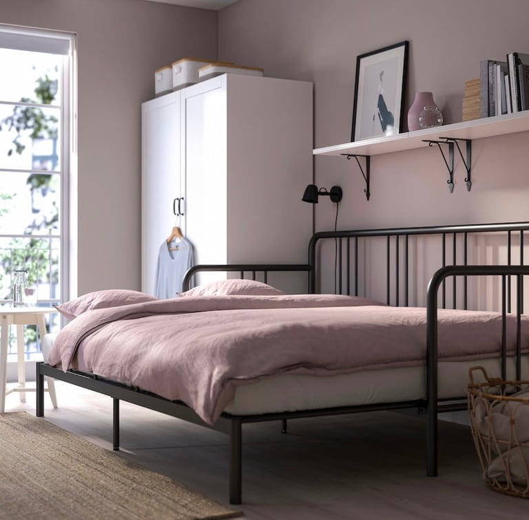 IKEA FYRESDAL Daybed w/ 2 Firm Mattresses – Converts to Double Bed, Space-Saving & Stylish