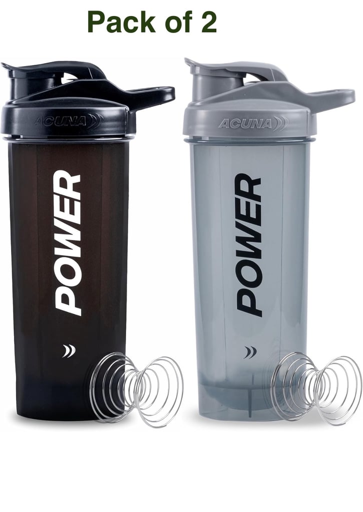 image for ACUNA Protein Shaker Bottles 700ml – Black & Grey Set | 2 Pack New, Mixing Ball, Leakproof Lid