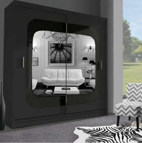 Brand New - Chelsea Mirror Sliding Door Wardrobe - Black- SAME/NEXT DAY DELIVERY