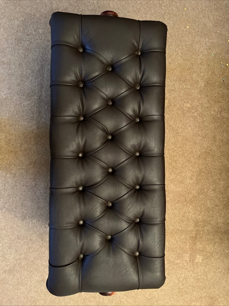 Adjustable Height Piano Bench Stool Dark Brown Faux Leather. 