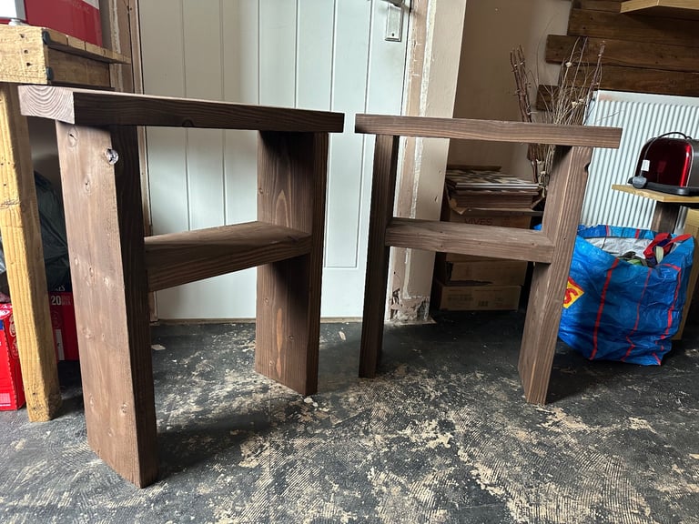 2 chunky Rustic Wood side tables or bed side tables