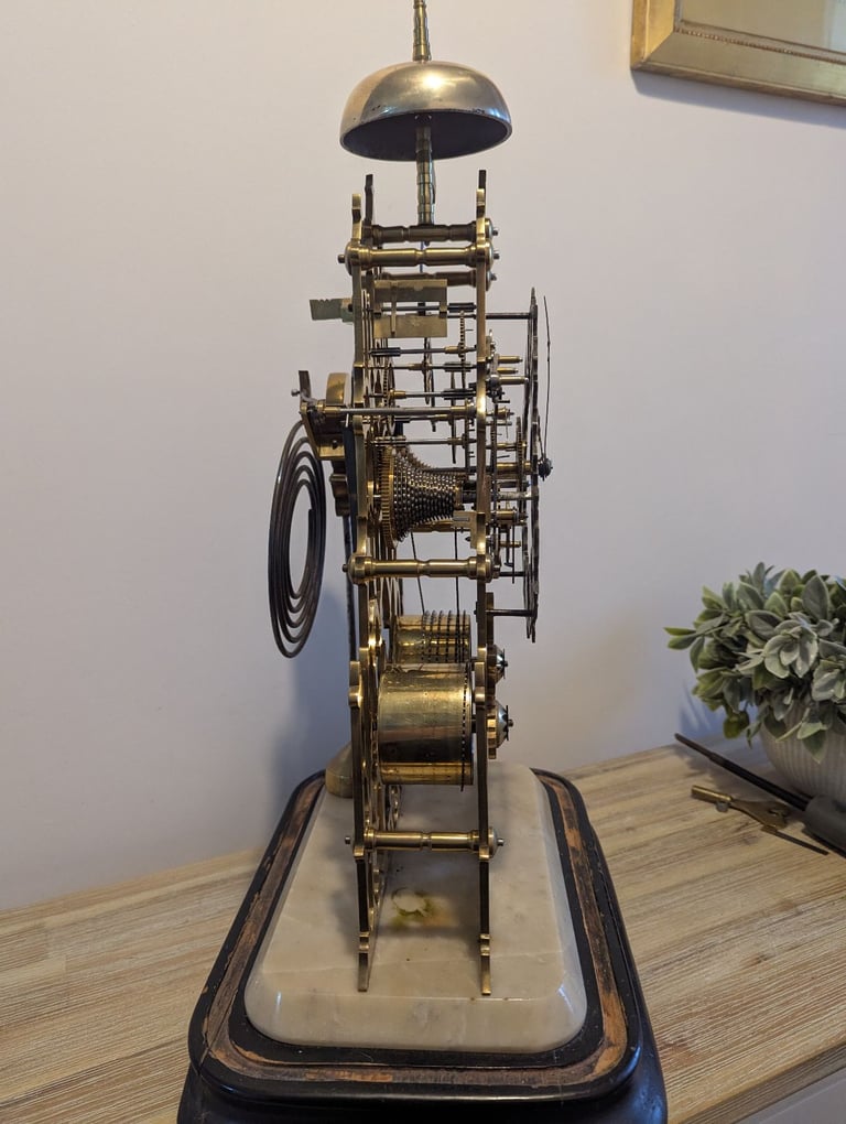 A Fine Large Victorian Twin Fusee Skeleton Clock c1870
