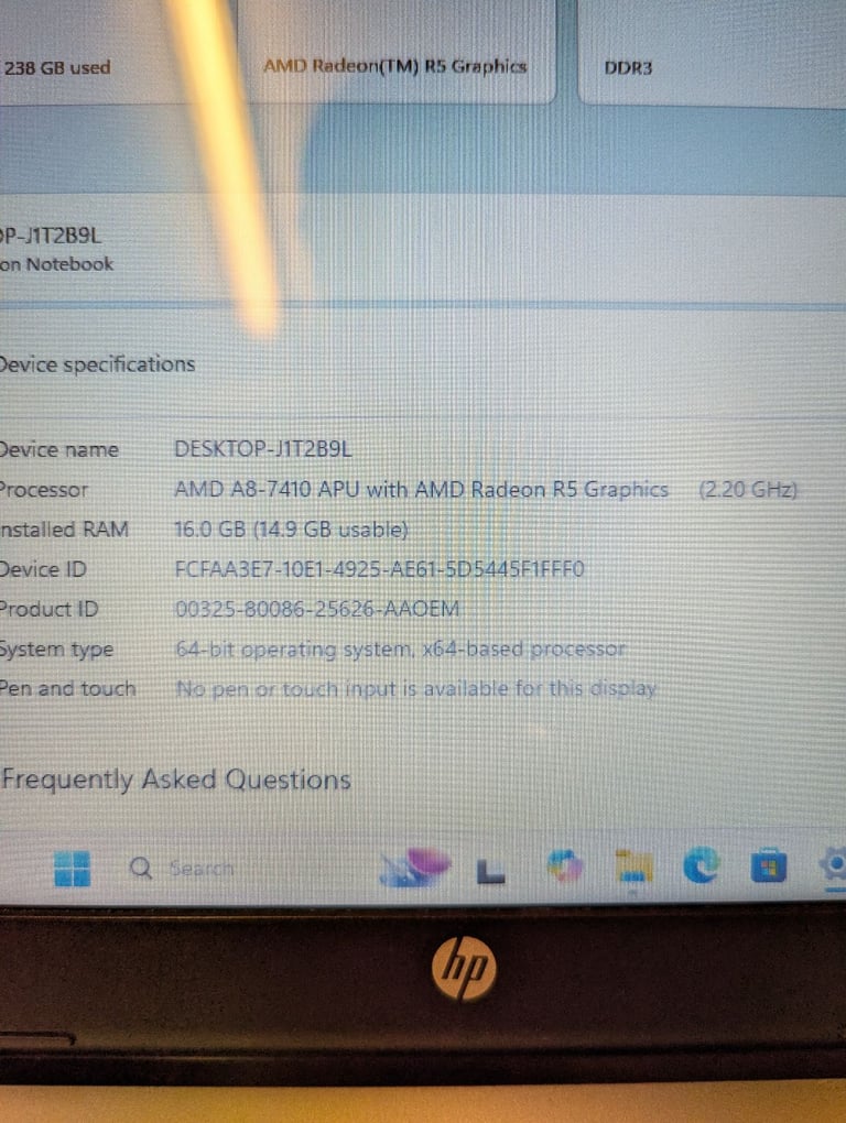 ⭐ Hp pavilion cheap laptop AMD A8-7th 16GB 256GB SSD Radeon R5 Windows 11 ⭐
