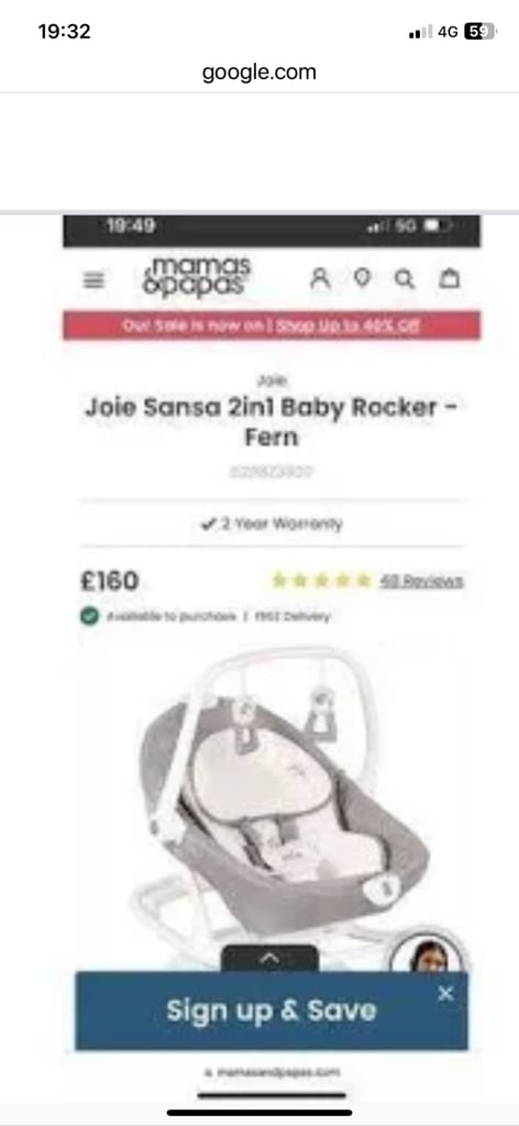 Joie Sansa 2 in 1 electric swing Rocker bouncer 