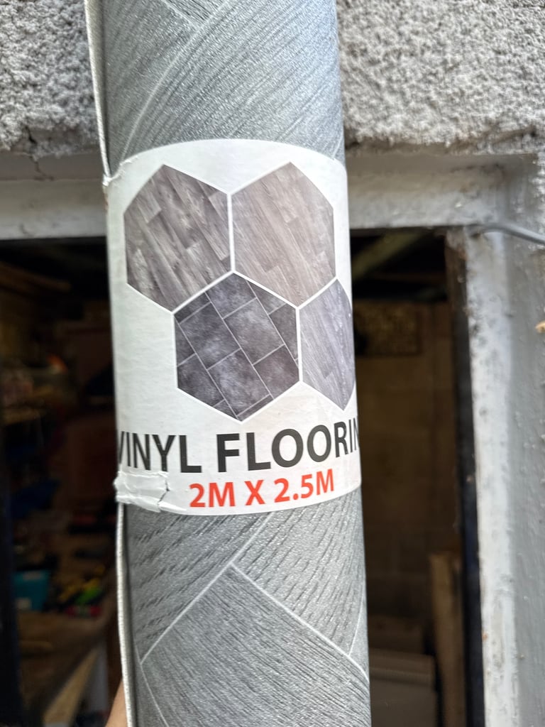 image for Washed Grey Herringbone 2m * 2.5m Vinyl Flooring 