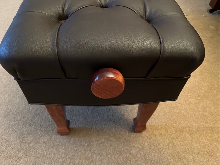 Adjustable Height Piano Bench Stool Dark Brown Faux Leather. 