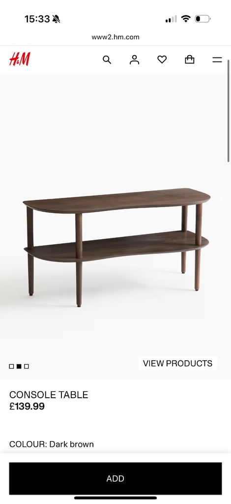 New H&M Dark Wood Console Table