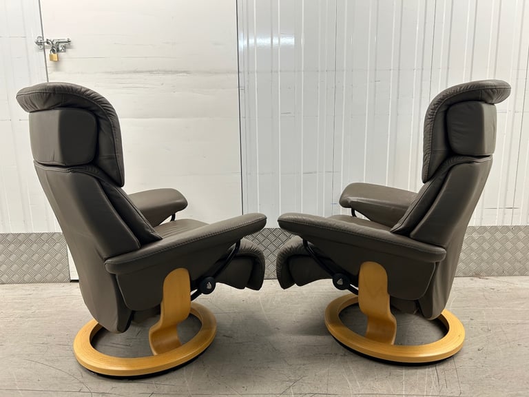 Ekornes Stressless Dream Recliner Olive Leather Chairs & Stools - Medium Size