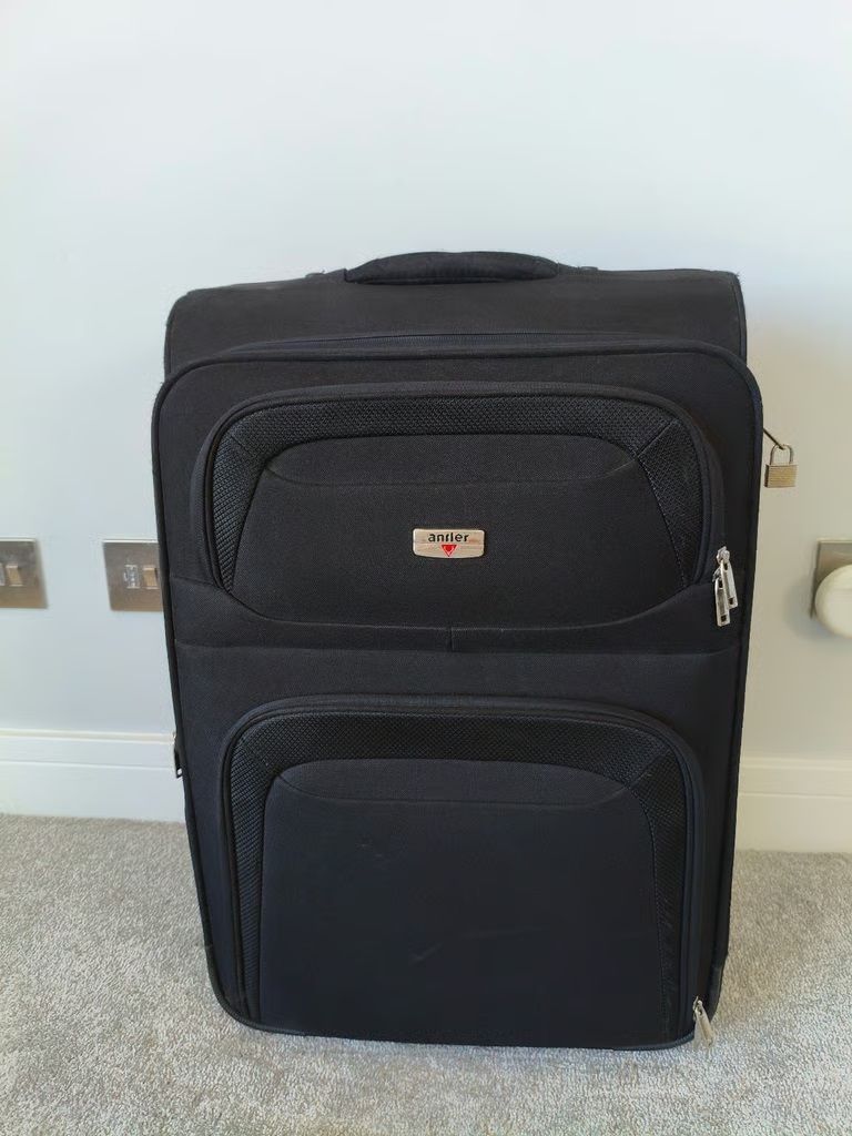 Antler Medium Size Black Suitcase, Black luggage Flight Travel Bag