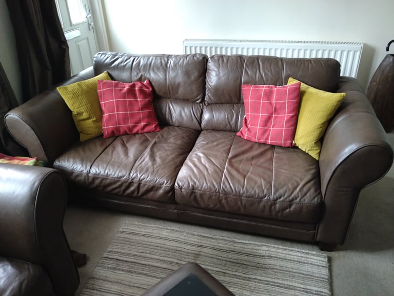 Leather Sofa, chair and storage stool £200 ono