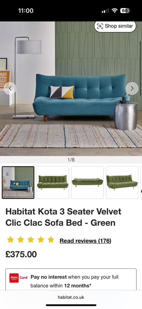 Habitat click clack sofa bed - teal