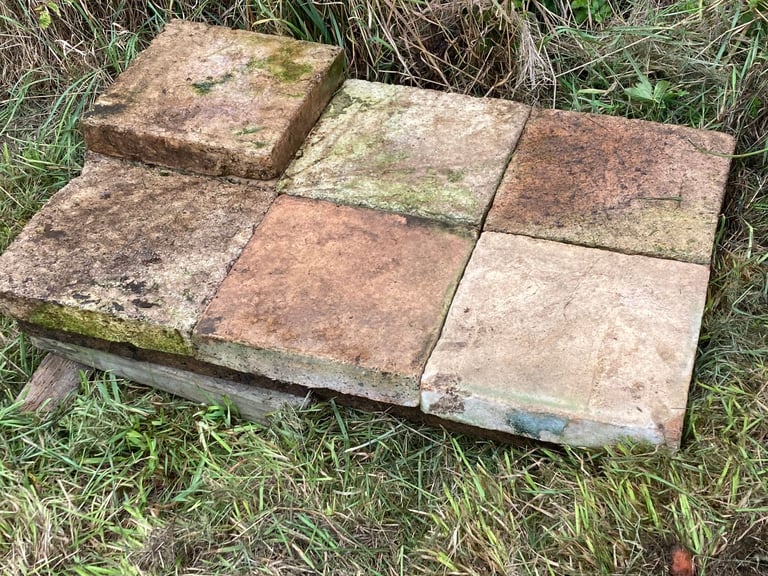 Victorian clay large  buff coloured floor tiles for conservatory/ greenhouse for sale. Reclaimed