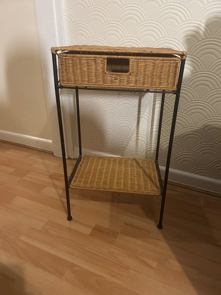 image for Rattan and black tall table 