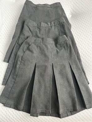 image for 3x girls M&S School grey pleat skirts in 7/8 years