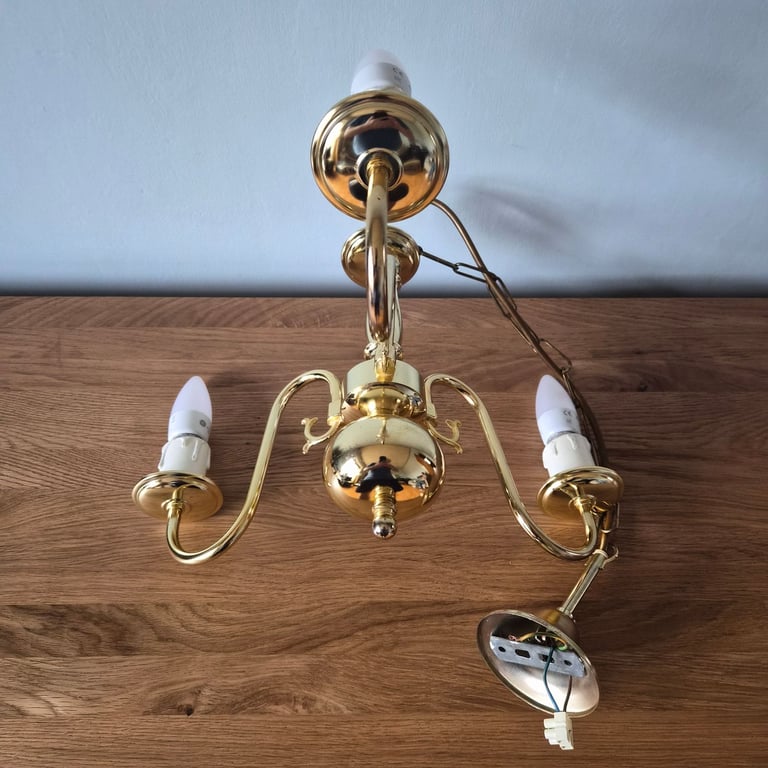 Flemish 3 Light Polished Brass Chandelier