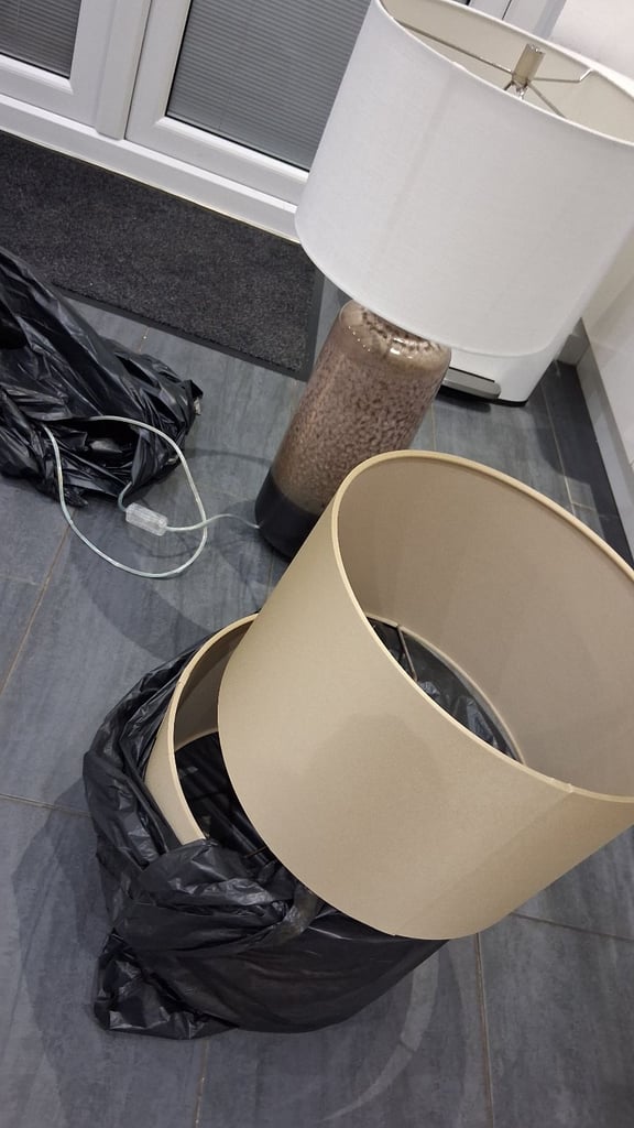 Quality lamp with white shade and 2 cream golden shades.  Almost new