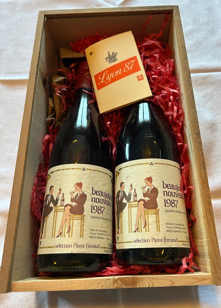 image for Vintage Beaujolais nouveau wine from 1987 in original presentation box 