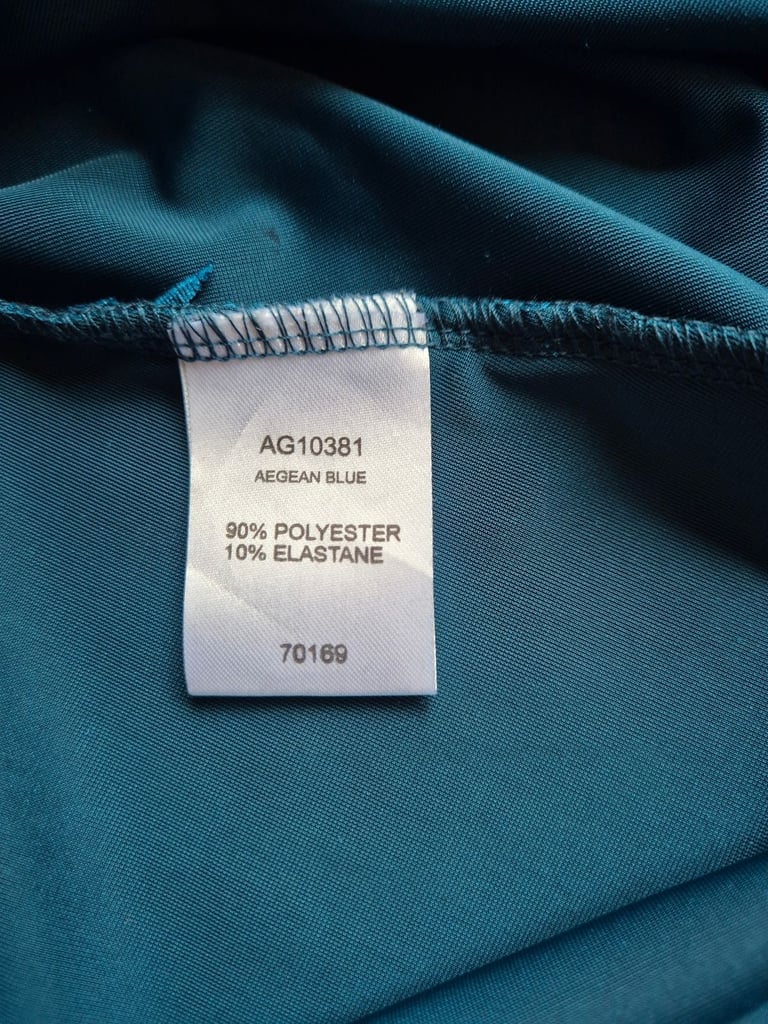 New Cotton Traders Agean Blue Velvet Round Neck Dress Immaculate 