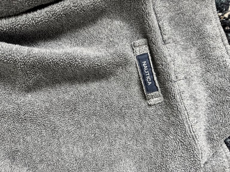 Mens Zip Up Fleece Gray And Black Nautica  Size Large