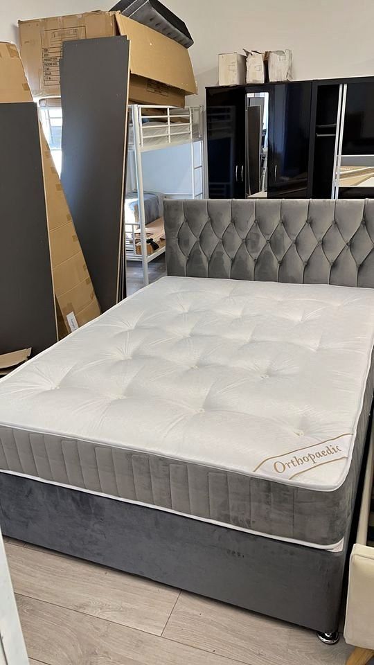 ✔🌹single bed with bedframe and mattress in hard wood double bed