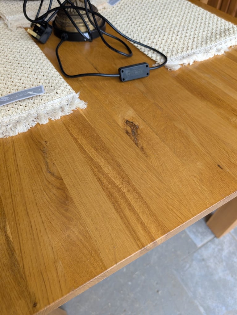 Solid oak dining table and chairs 
