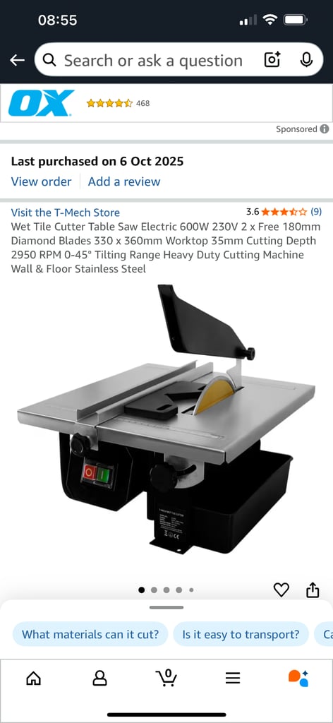 image for M-Tech 180mm Wet electric tile cutter
