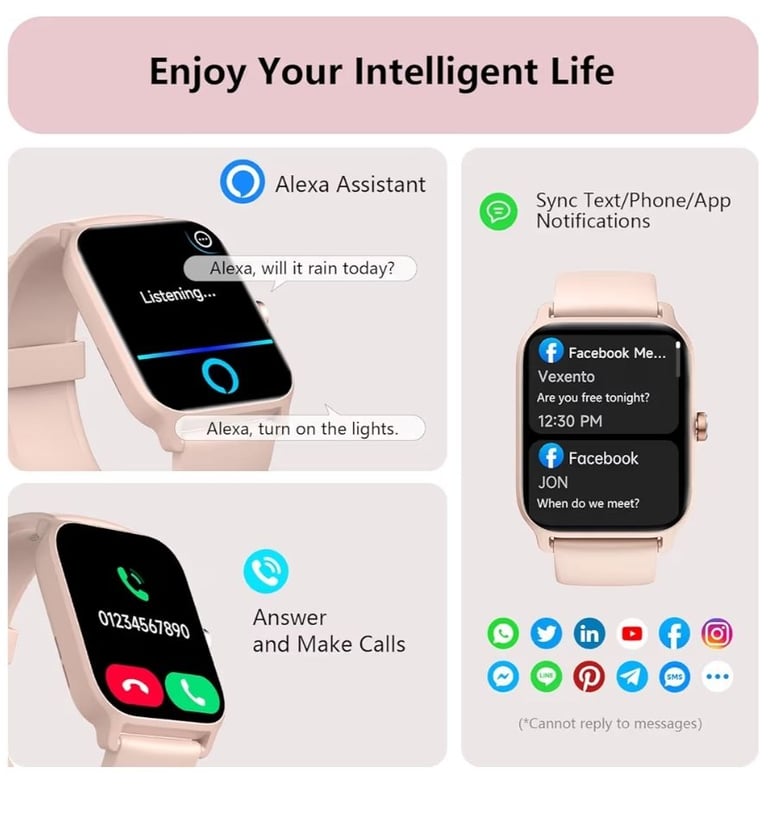Smart Watch for Women, Answer/Make Calls, Alexa Built-in, [1.8"HD Screen]