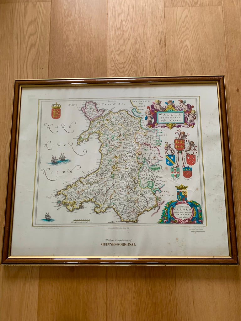 image for Wales Map - old / framed 