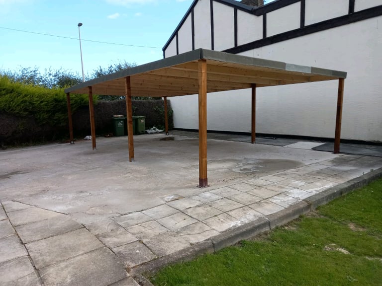 5M X 5M CARPORT FITTED ALL WOOD FULLY TREATED FREE LOCAL DELIVERY 