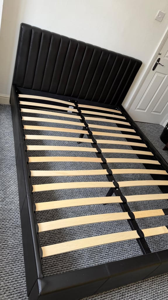 Double bed and mattress / Black bed frame