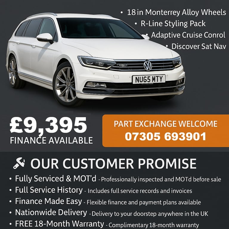 2015 Volkswagen Passat 2.0 TDI BlueMotion Tech R-Line 5dr, , Euro 6 , No VAT ESTATE Diesel Manual