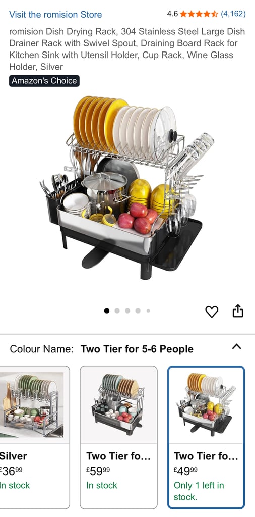 image for romiston Dish Drying Rack, 304 Stainless Steel Large Dish Drainer Rack with Swivel Spout