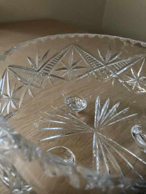 Vintage Large Heavy Crystal Footed Fruit Bowl
