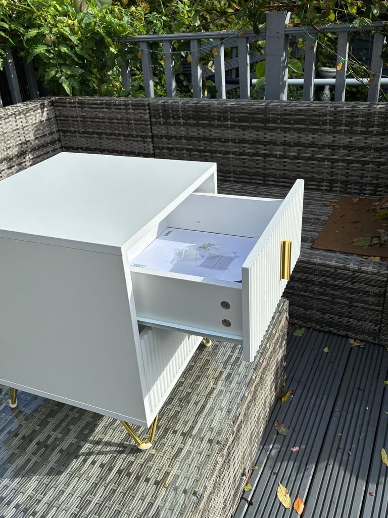 BOXED ALDEA 2 DRAWER BEDSIDE TABLE - WHITE £40