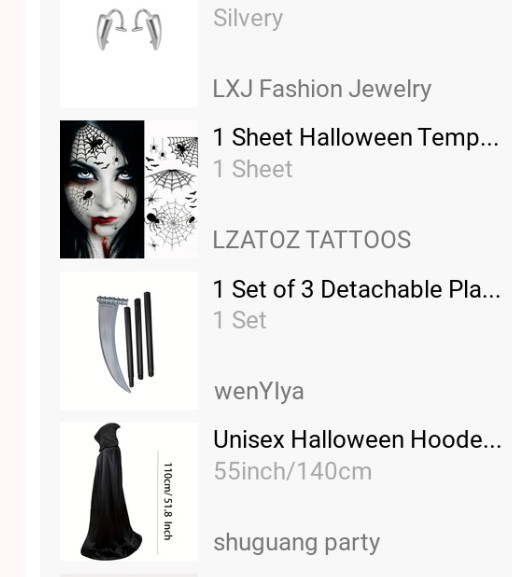image for Halloween props, 2x capes, tattoos, scythe, vampire teeth all new unused 