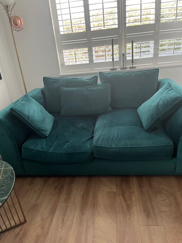 Barker and Stonehouse Harrington velvet sofas and footstool
