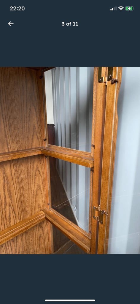 Large Light Oak Display Cabinet Bookcase with shelves 